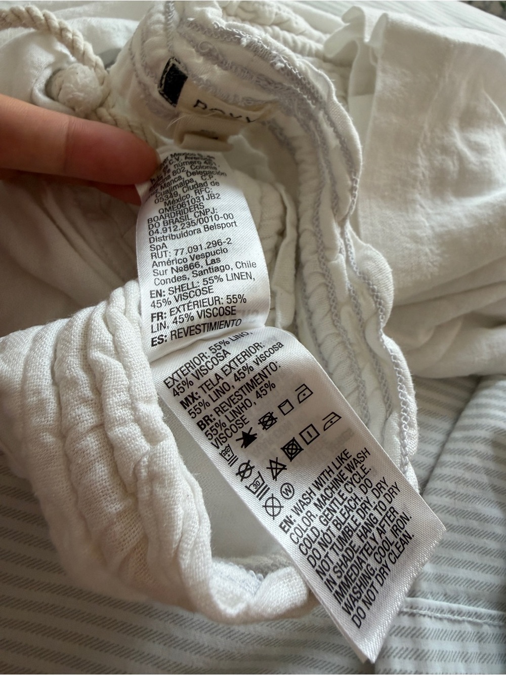 Roxy White Drawstring Linen-Blend Women's Pants - Picture 5 of 5